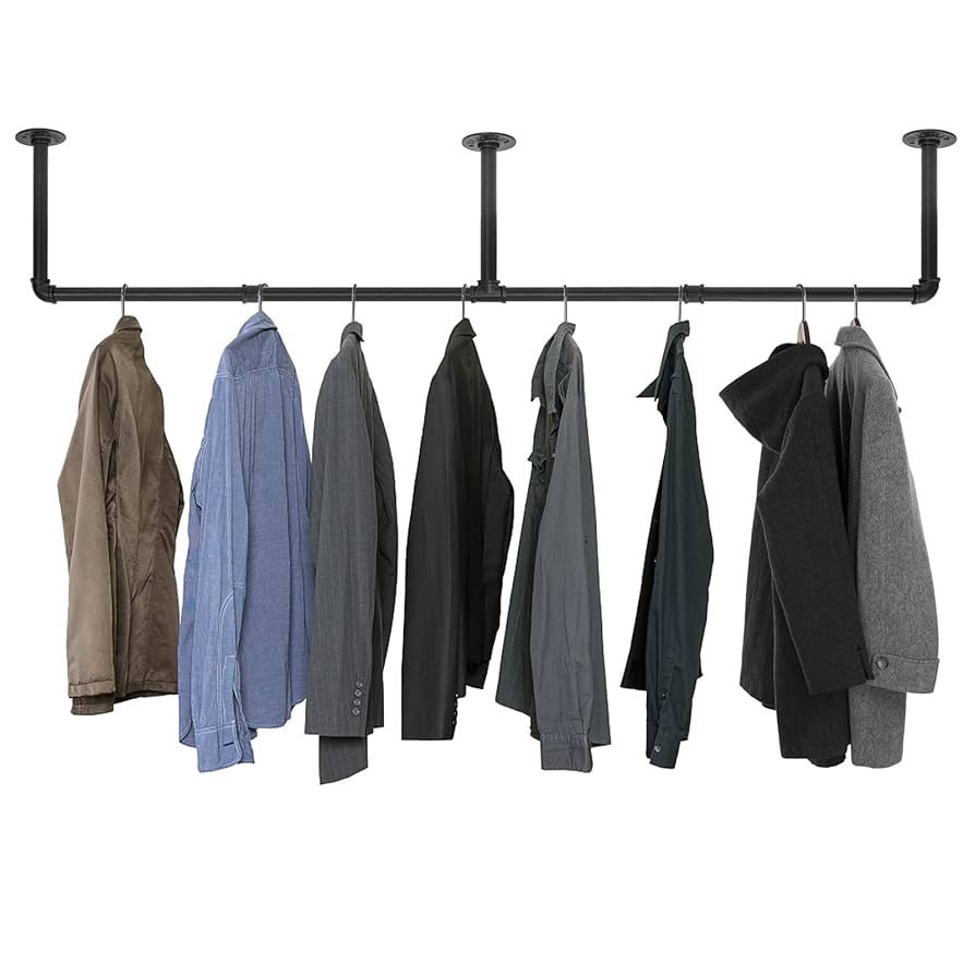 DQN　K BQKOZFIN Industrial Pipe Wall Mounted Clothes Rack Width